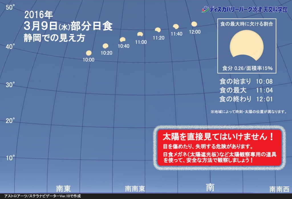 3月9日部分日食（静岡での見え方）