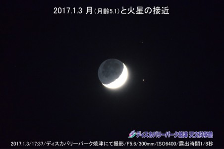 月と火星の接近 （2017年1月3日）